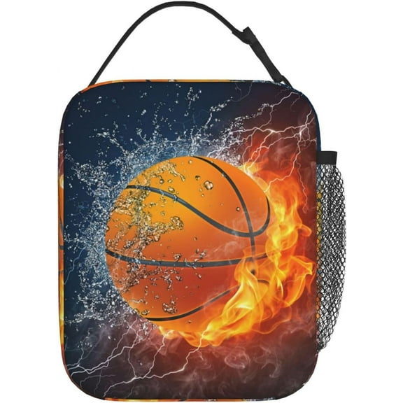 Basketball Lunch Bag,Insulated Lunch Bag Container Reusable Lunch Box Cooler Lunch Tote Bag For And , Picnic Travel Outdoors