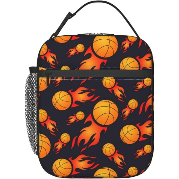 Basketball Lunch Bag For Women Men Insulated Lunch Box Portable Lunch Tote Bag,Reusable Leakproof Thermal Cooler Sack Food Handbags Case High Capacity For Work School Travel Picnic