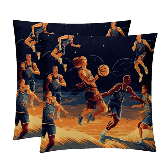 Basketball Luxurious Velvet Decorative Covers Throw Pillow Set - 2 Pack Throw Pillow Inserts Included - Unique Patterns - 16x16, 18x18, 20x20 Inches for Home Decor Decorative Pillows