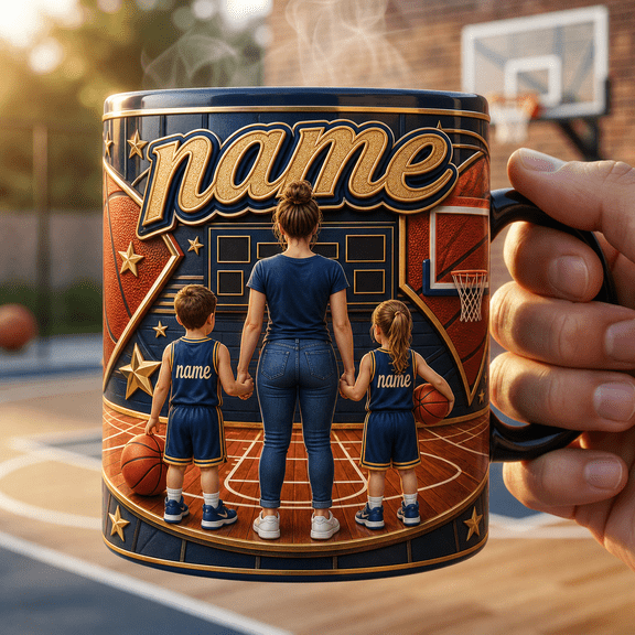 Basketball Mama Magic Mug Personalized with Children Jersey Names Gift for Sports Moms