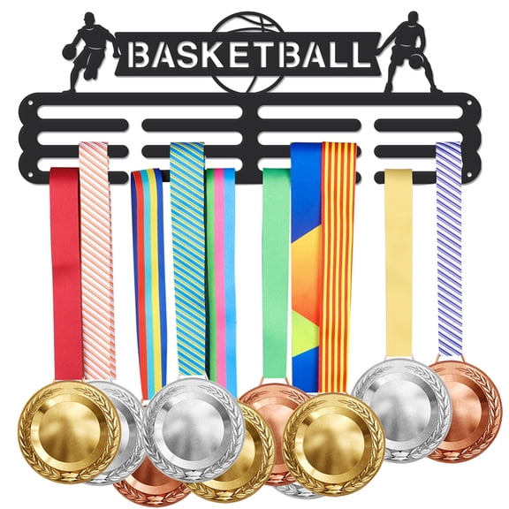 Basketball Medal Holder Display Basketball Tro y Hanger Rack Enthusiasts Ball Sports Metal Wall Mount with No Hooks Can Withstand 10-15 kg