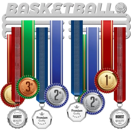 Basketball Medal Holder Display Hanger Rack Frame for DIY Sport Race Metal Medal Hanger for DIY Basketball Player 15.75x6Inches