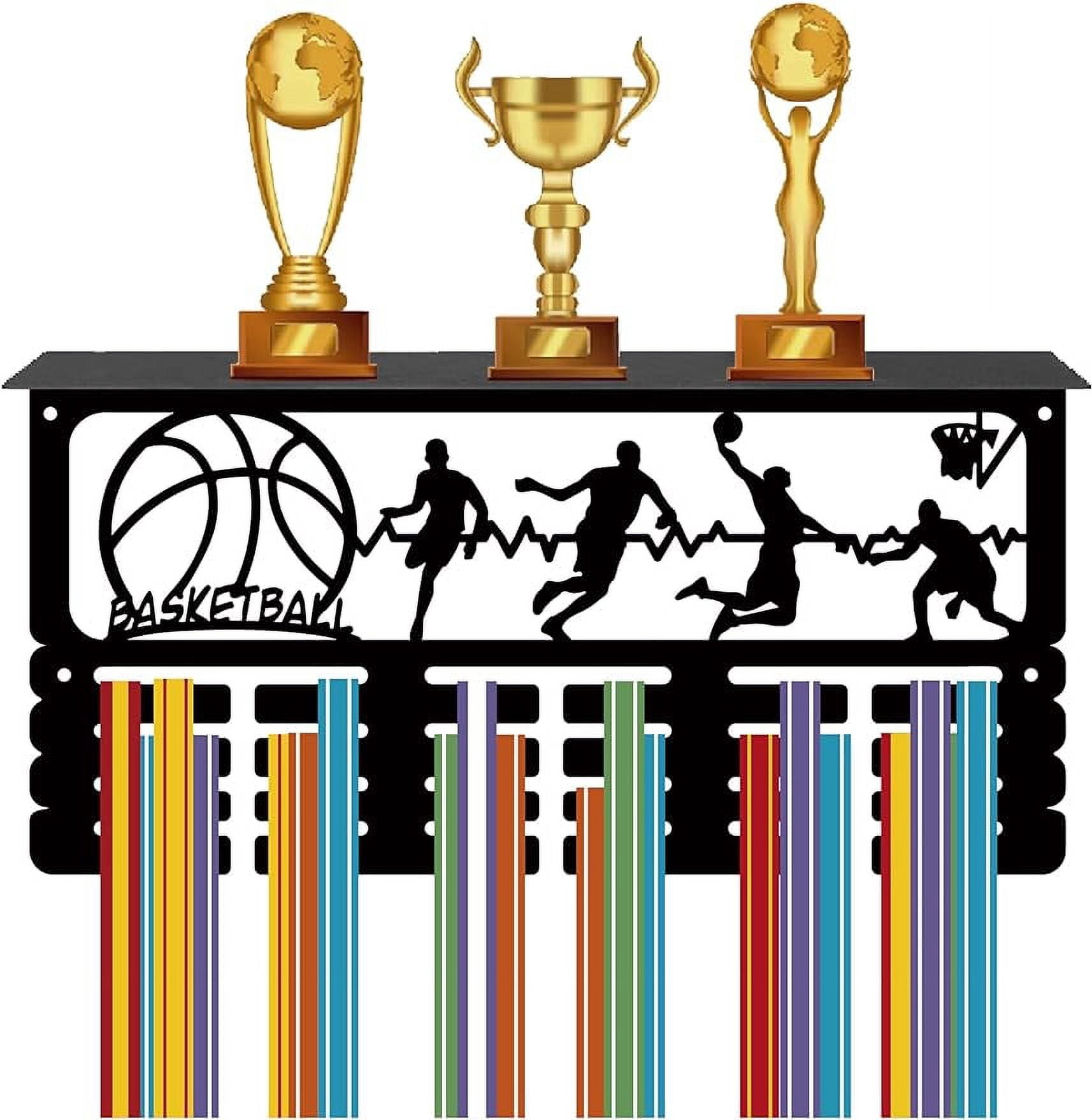 Basketball Medal Holder Trophy Shelf Medal Hanger Display with Shelf