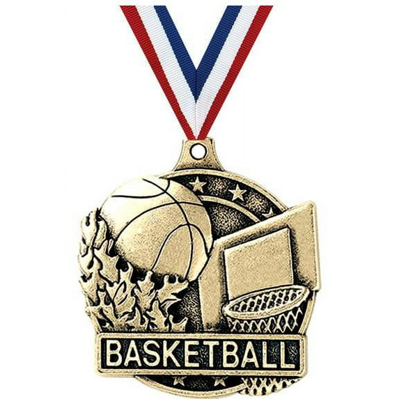 Basketball Medals, 2" Gold Diecast Basketball Medal Award 5 Pack