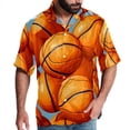 thumbnail image 1 of Basketball Men's Casual Printed Button Down Short Sleeve Poplin Hawaiian Beach Shirt with Spread Collar Tops, 1 of 6