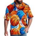 thumbnail image 1 of Basketball Men's Poplin Casual Printed Button Down Short Sleeve Summer Beach Shirts Unisex, 1 of 6
