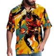 thumbnail image 1 of Basketball Men's Short Sleeve Beach Shirts, Casual Poplin Button Down Shirt, Summer Casual Printed Unisex Shirts, 1 of 6
