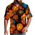 thumbnail image 1 of Basketball Men's Short Sleeve Button Down Casual Beach Printed Shirts, 1 of 6
