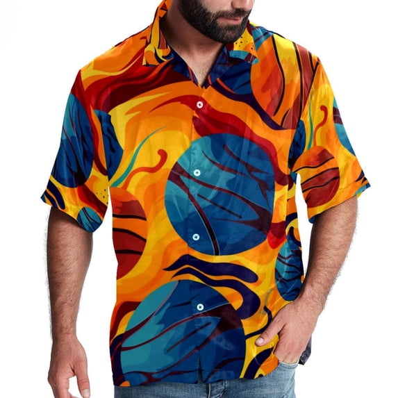 Basketball Men's Short Sleeve Casual Printed Button Down Beach Shirts Hawaiian Style Unisex Summer Shirt