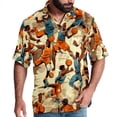 thumbnail image 1 of Basketball Men's Short Sleeve Casual Printed Button Down Beach Shirts, 1 of 6