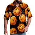 thumbnail image 1 of Basketball Men's Short Sleeve Poplin Beach Shirts, Casual Printed Button Down Summer Hawaiian Shirt - Unisex, 1 of 6