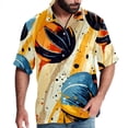 thumbnail image 1 of Basketball Men's Short Sleeve Spread Collar Button Down Beach Print Casual Shirts, 1 of 6