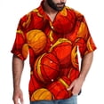 thumbnail image 1 of Basketball Men's Short Sleeve Spread Collar Hawaiian Shirts, Casual Printed Button Down Summer Beach Tops, Unisex Men's Shirts, 1 of 6