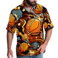 thumbnail image 1 of Basketball Men's Spread Collar Poplin Beach Shirts - Casual Printed Button Down Short Sleeve Summer Tops for Unisex, 1 of 6
