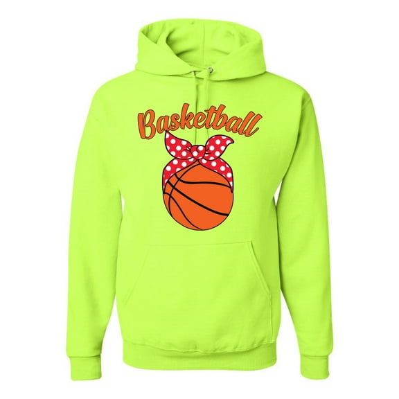 Basketball Mom Cute Sports Little Youth League Gift Sports Unisex Graphic Hoodie Sweatshirt, Safety Green, 2XL