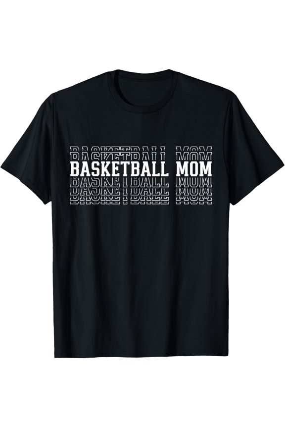 Basketball Mom Fun Layered Text Mother Mama Coach T-Shirt Tee