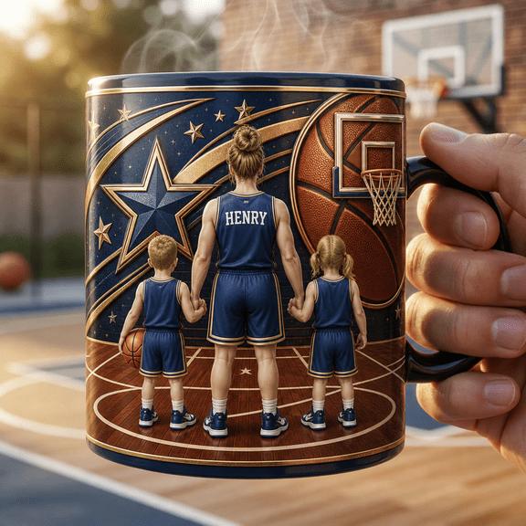 Basketball Mom Magic Mug Personalized with Kids Names and Numbers Gift