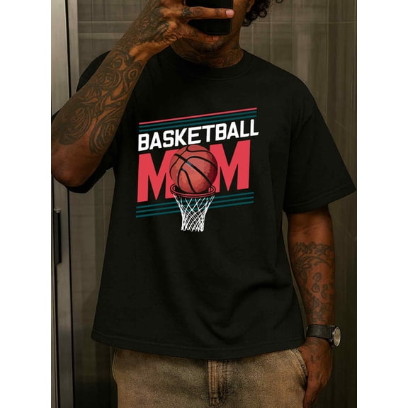 Basketball Mom Tee men's Exercise 180G 100% Cotton black gym Dumbbell Original Unisex Shirt Graphic tshirts Trendy Unisex Shirt Crewneck tshirts Funny Unisex Shirt Graphic tshirts