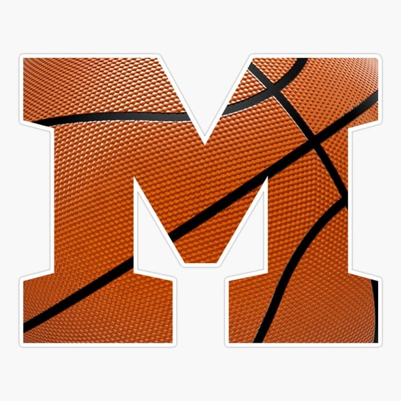 Basketball Monogram Initial M Er, Phone Decal Water Bottle Stickers Car Decals, Funny Birthday Gift