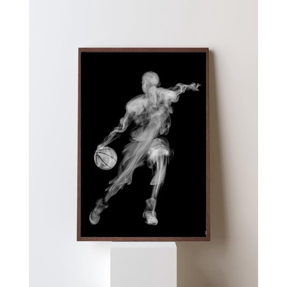 Basketball Motion Wall Art Effect Dunk Black White Sports Art Print, Unframed Poster