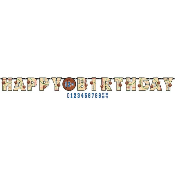 Basketball NBA Wilson Add-An-Age Birthday Banner with Number Age Stickers