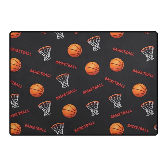 Basketball Net Pattern Area Rug 80x58 Inch Non Slip Absorbent Soft for Living Room Dining