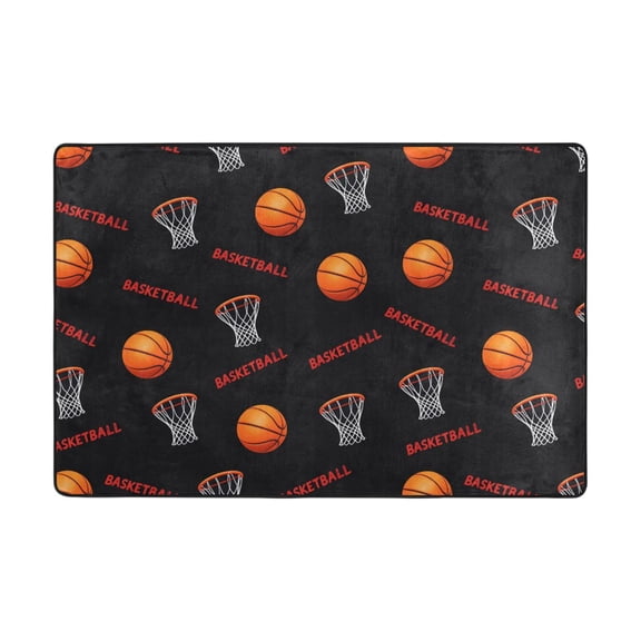 Basketball Net Pattern Rug 36x24in Memory Foam Absorbent Non Slip Plush for Bathroom Kitchen Entryway