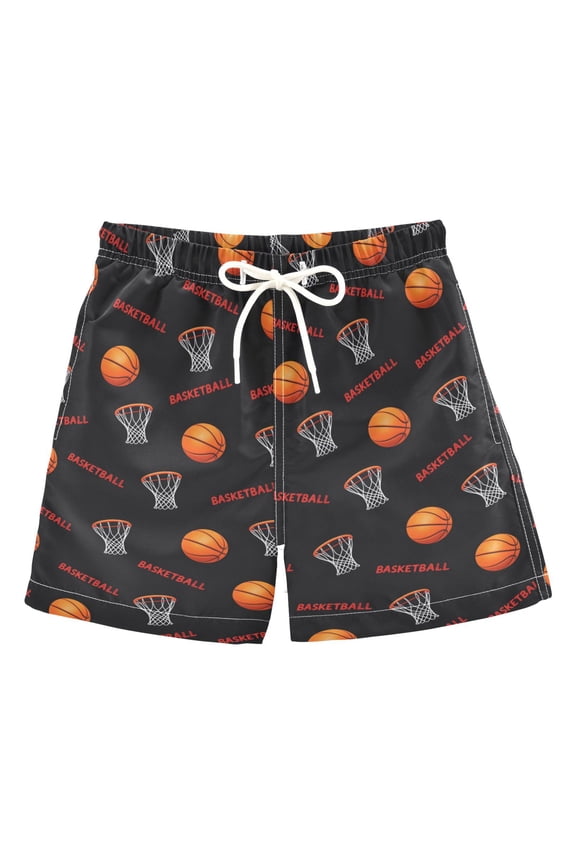 Basketball Net Pattern Swim Trunks Quick Dry Beach Pool Board Shorts Lightweight Stylish Print Sizes 2T to XL