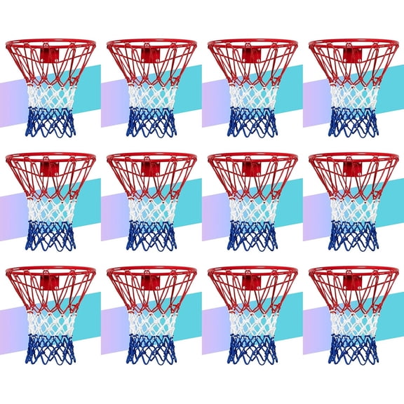 Basketball Net Replacement, 2025 Upgrade Thick Professional Basketball Nets Heavy Duty Outdoor, All Weather Anti Whip Color Never Fade -12 Loops (Red White Blue)