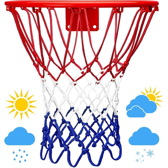 Basketball Net Replacement,(6.88 oz) 12 Loops Professional Heavy Duty Basketball Net, Red White and Blue Net Suitable for Outdoor Standard 12 Loops Basketball Hoop$$Sport & Recreation Other