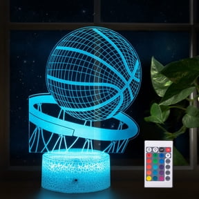 Basketball Night Light,3D Illusion Led Lamp, 16 Colors Dimmable with Remote Control Smart Touch, Best Christmas Birthday Gift for 3,4,5,6,7,8 Year Old Boy Girl Kids, Suitable for Basketball Fans