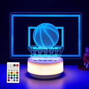 Basketball Night Light for Boys, 3D Illusion Led Lamp 14 Colors Bedroom Sports Decor Lamp with Remote Control /Buttons +Timer +Dim Function, Basketball Gifts Birthday Xmas Holiday Gift for Boys/Girls