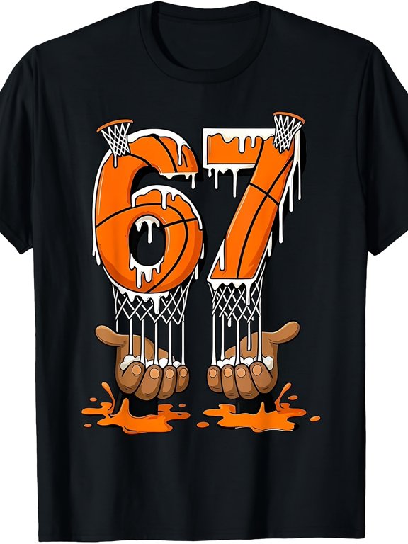 Basketball Number 67 Dunk Design T Shirt For Kids Boys Girls Funny Sports Lover Birthday Gift Unisex Short Sleeve Cotton Tee
