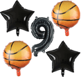 thumbnail image 1 of Basketball Number 9 Birthday Party Balloons Black Orange Foil Balloons, 1 of 1