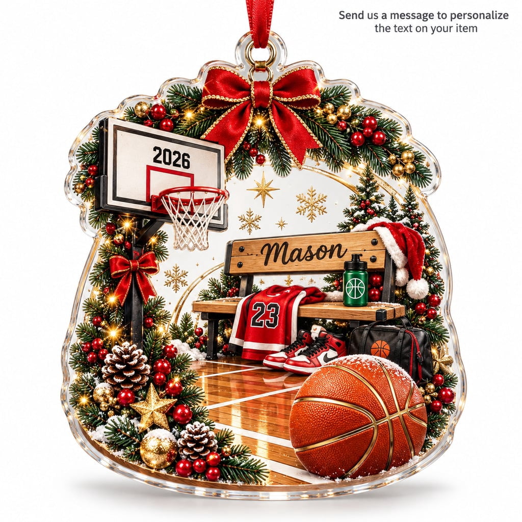 Basketball Ornament, Personalized Name 2026 Acrylic Tree Decor for ...