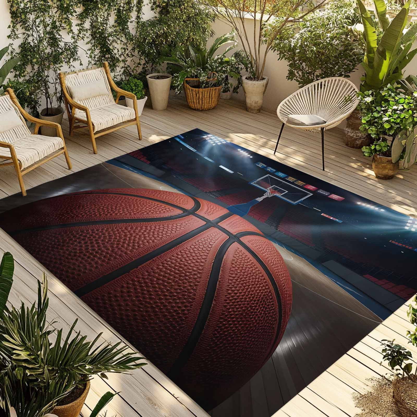 Basketball Outdoor Rug 6x9 Ft - Reversible Patio Rug Outdoor Camping ...