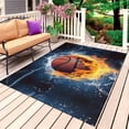 thumbnail image 1 of Basketball Outdoor Rug for Patio/Deck/Porch, Non-Slip Large Area Rug 3 x 5 Ft, Blue Red Water Fire Splashing Indoor Outdoor Rugs Washable Area Rugs, Reversible Camping Rug Carpet Runner, 1 of 8