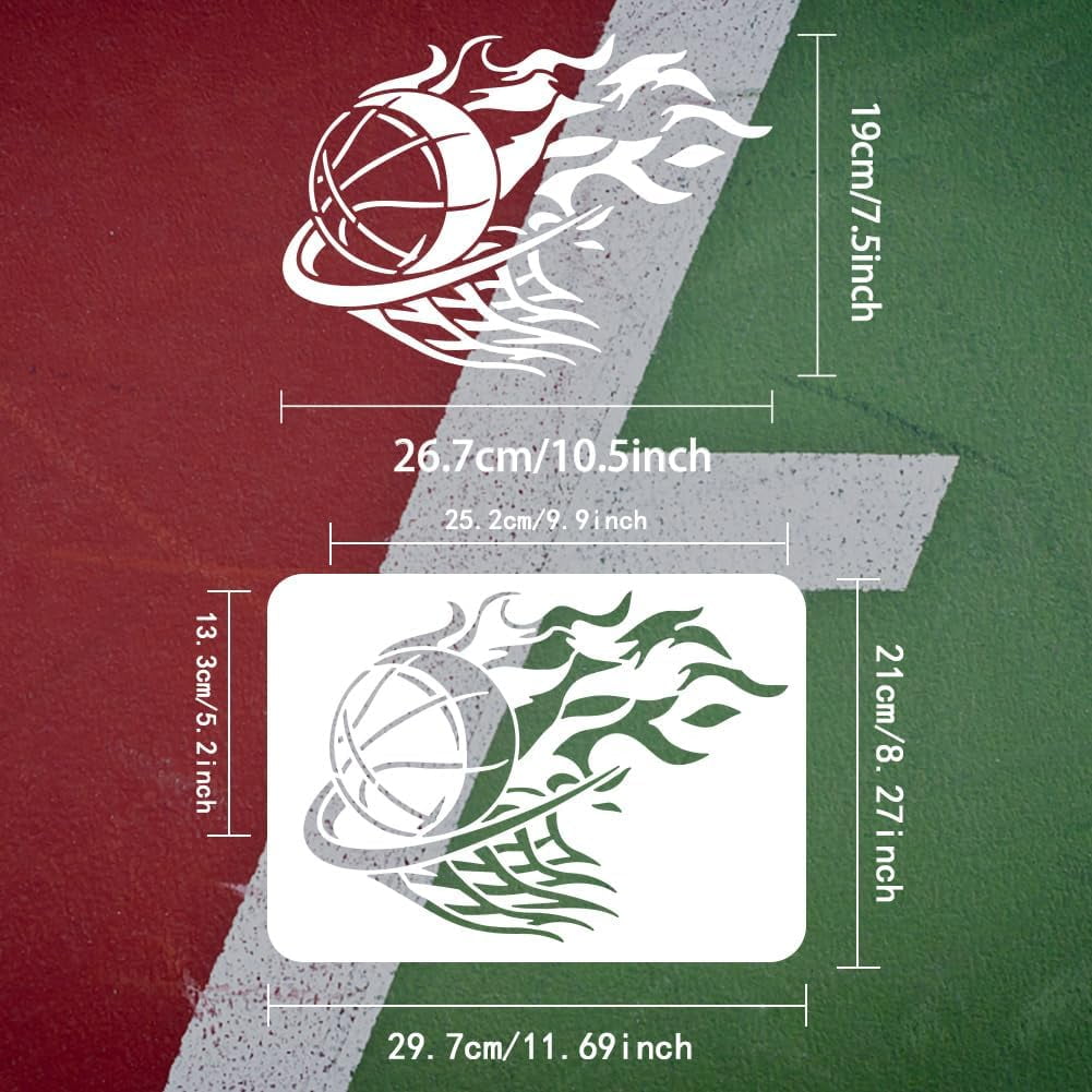 Basketball Painting Stencil 8 3x11 7inch Reusable Flame Basketball Basketball Painting Stencil 8 3x11 7inch Reusable Flame Basketball