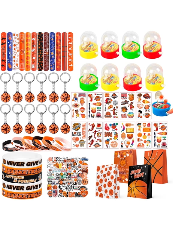 Basketball Party Favors,122pcs Basketball Themed Birthday Party Favors - Basketball Party Keychain Gift Bags Slap Bracelets Sticker etc Basketball Goodie Bags Stuffers for Basketball Party Decoration
