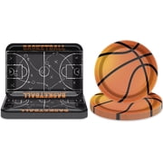 Basketball Party Paper Plates - 40Pcs 9 Inch Basketball Birthday Party Supplies Kit for Sports Theme Decorations Kids Fans Birthday Gameday