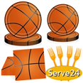thumbnail image 1 of Basketball Party Plates Napkins Sports Birthday Party Supplies Disposable Ball Paper Dessert Cake Dinnerware Tableware Basketball Party Decorations Favors Serves 24, 1 of 7