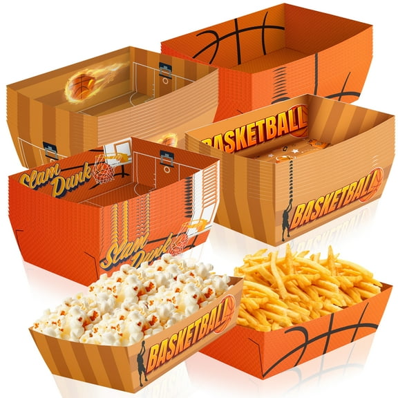 Basketball Party Supplies, 36pcs Basketball Serving Trays Basketball Popcorn Tray Basketball Food Trays Basketball Snack Trays for Basketball Birthday Party Supplies