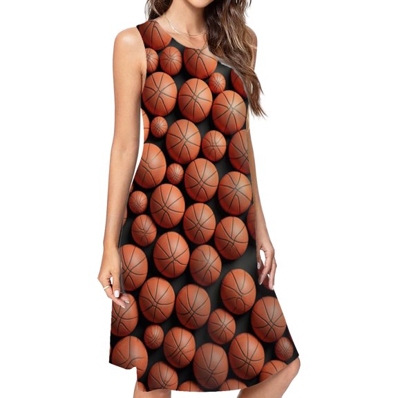 Basketball Pattern Background Dress Elegant Party Dresses Evening Dresses Women Dress Sleeveless Dress Ladies Dresses