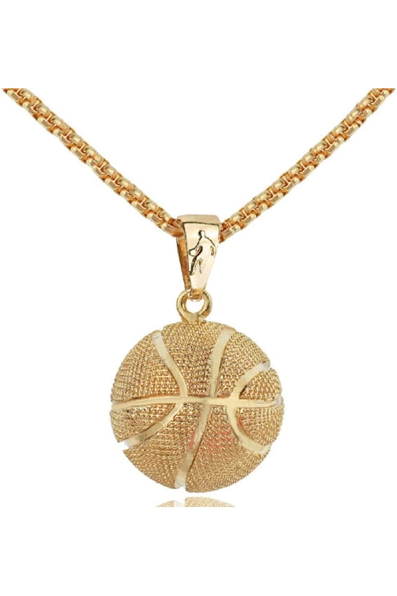 Basketball Pendant Necklace for Men Sports Outdoors Charm Men's Pendant Necklaces Hip-hop Jewelry Basketball lovers Fans Gift Fashion Gold Silver Stainless Steel 23'' Chain (gold)