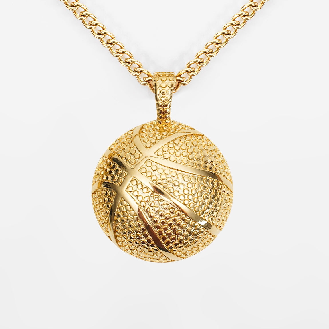 Basketball Pendant with Chain Necklace Gold Plated Stainless Steel