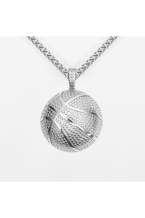 Basketball Pendant with Chain Necklace - Stainless Steel