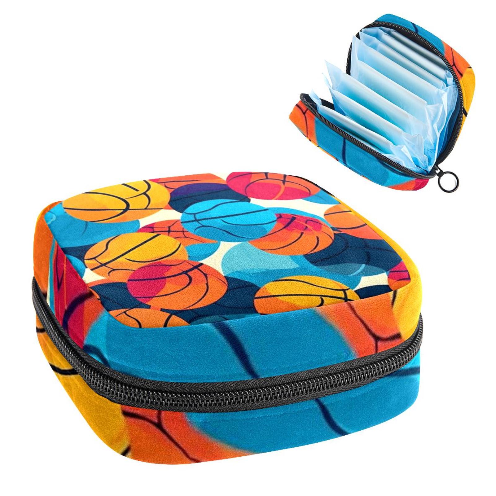 Basketball Period Pouch Sanitary Napkin Purse, Small Zipper Cosmetic