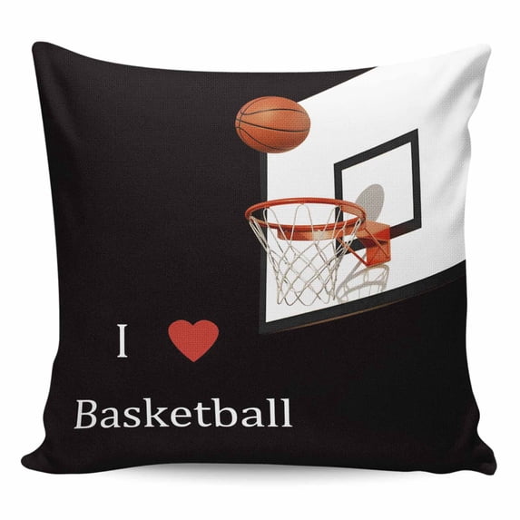 Basketball Pillow Covers 16x16 Inch Decorative Throw Pillow Cover, Modern Funny Minimalist Sports Sofa Pillowcases Accent Cushion Case Home Decor Bedroom Living Room