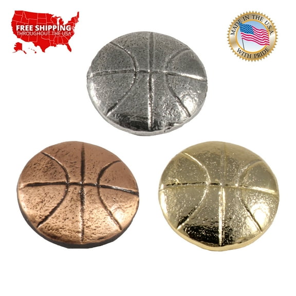 Basketball, Pin, Pewter, Metal, Hat, Lapel, Brooch, Pins, Jewelry, Made in USA, Many Sports Available. Creative Pewter Designs. A516