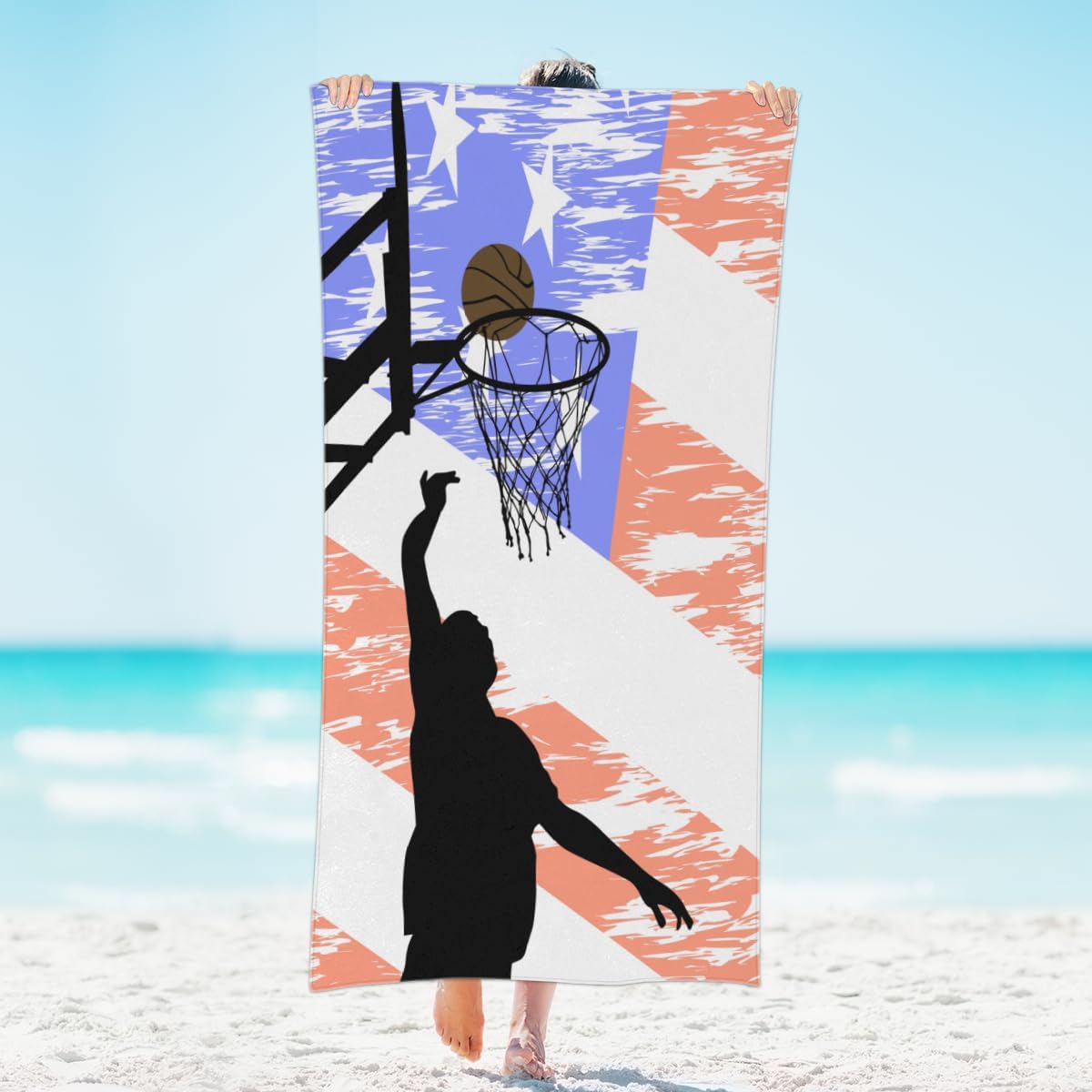 Basketball Player Beach Towel Lightweight Thin Travel Towel 32"x52